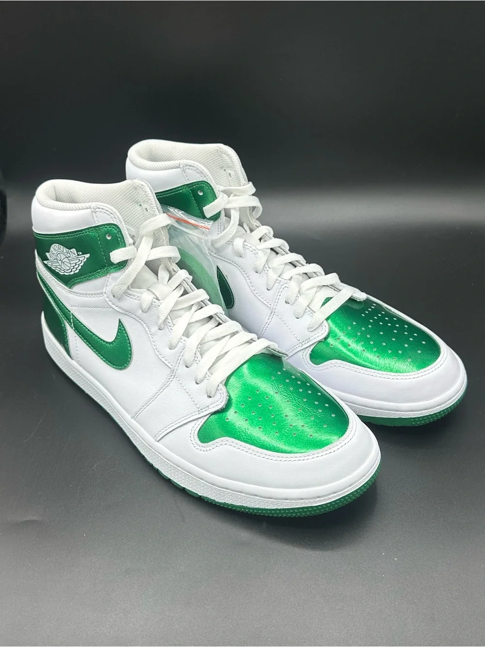 Nike Men's Air Jordan 1 High Golf Shoes White Pine Green DQ0660-130 Size 12